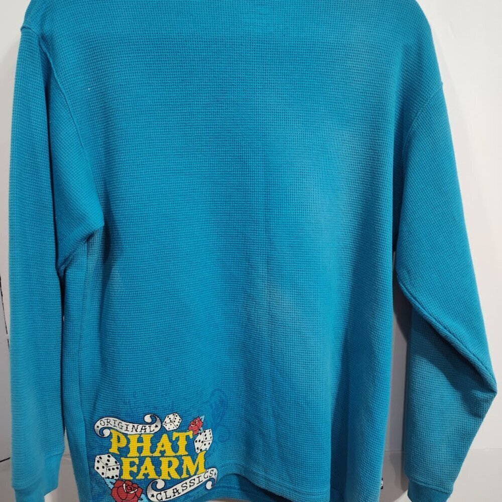 Vintage Phat Farm Classic American Flava Turquoise Men's Long-sleeve Shirt M - Picture 12 of 12